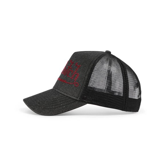 Von Dutch Rhinestone Trucker Hat – Black with Red Rhinestones MSRP89 main image 3